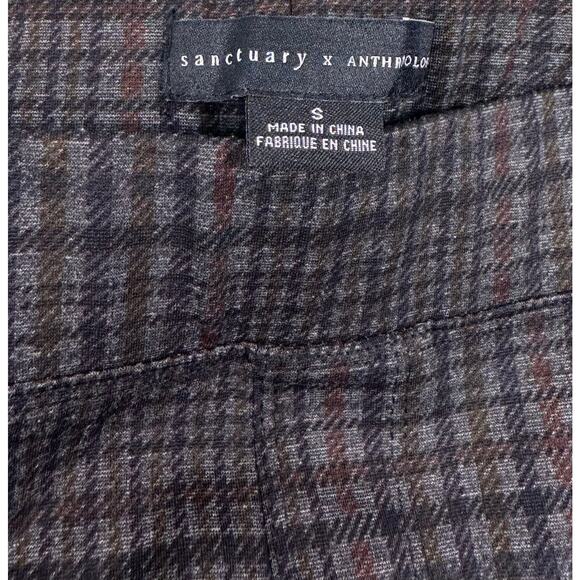 Sanctuary x Anthropologie Plaid Leggings Small Gray Stretch Pants Size Small - Picture 6 of 9